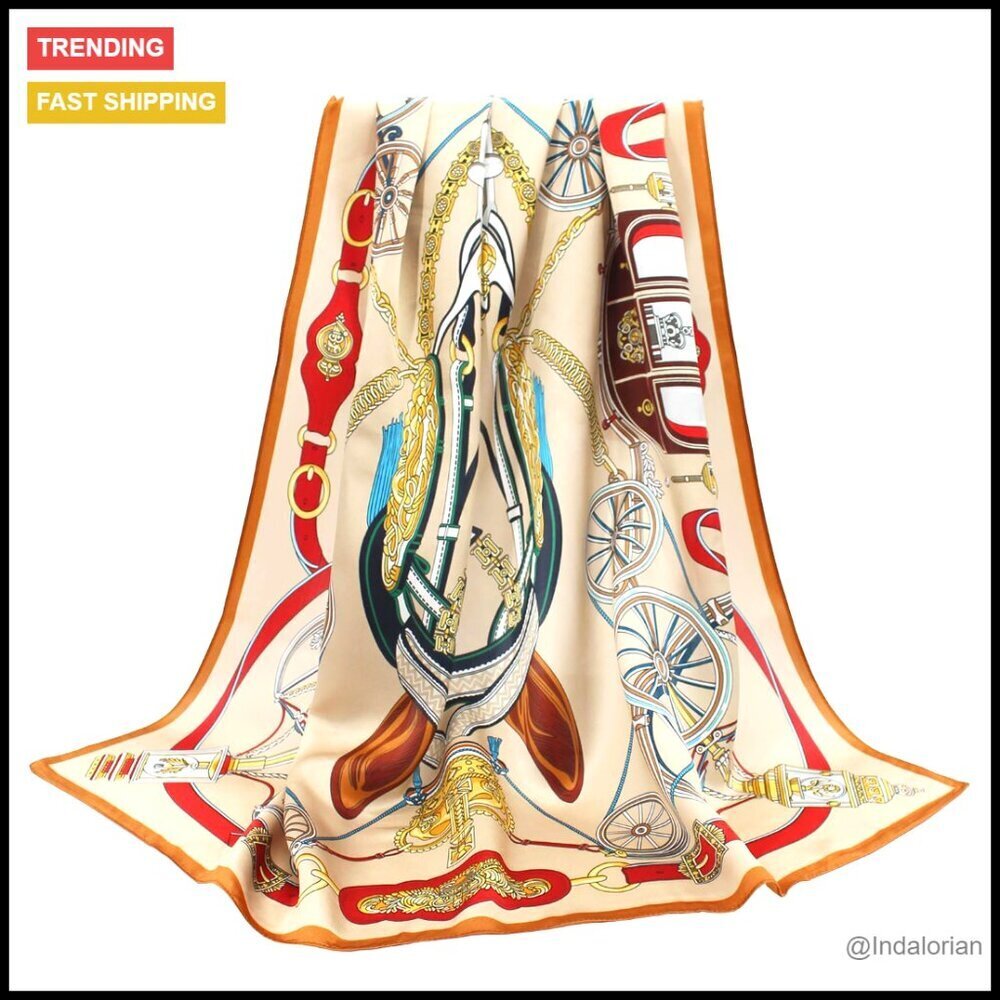 Large Square Silk Scarf Elegant Lightweight Versatile Head Wrap Accessory